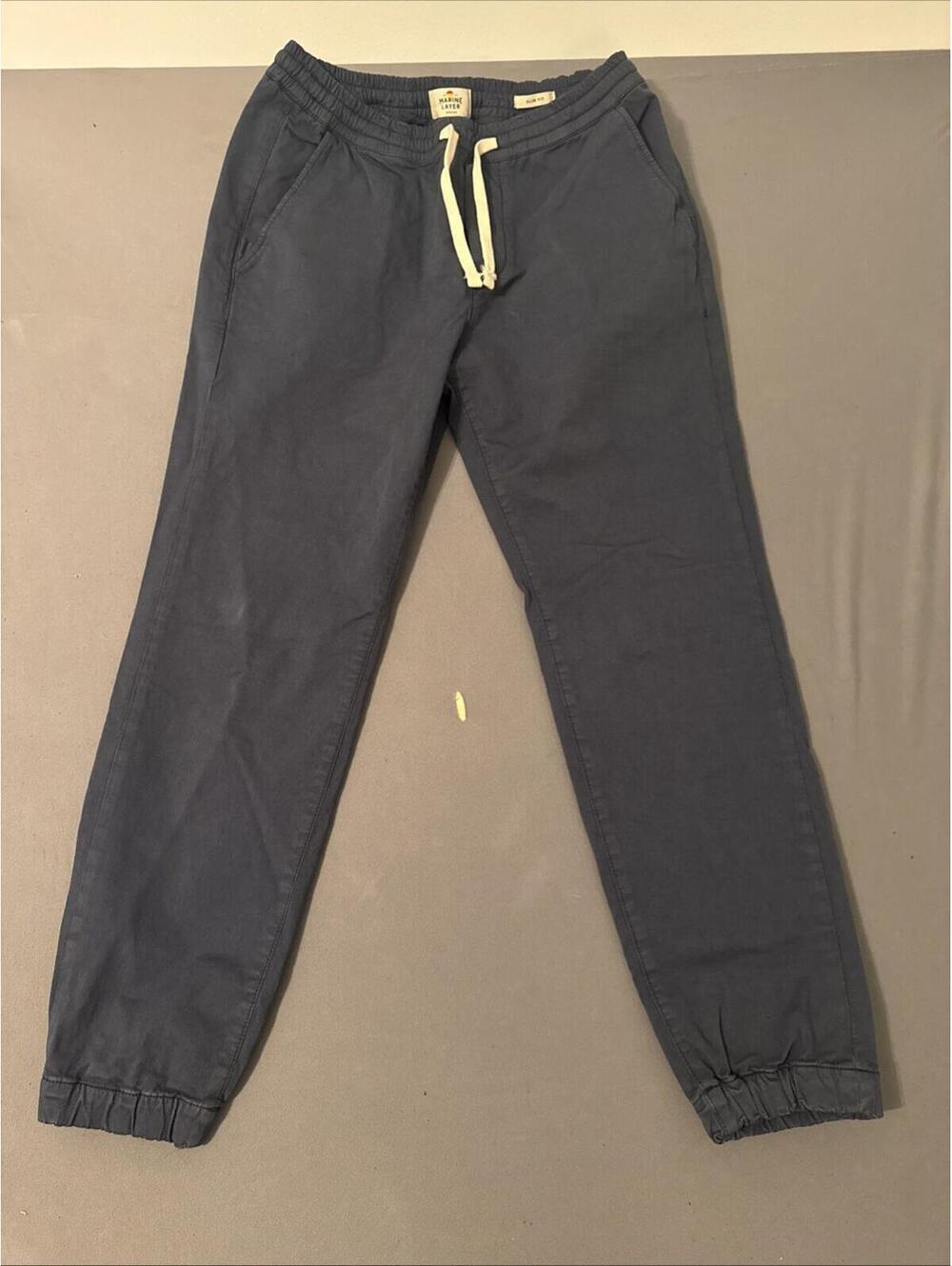 Marine Layer Pants Mens M Athletic Fit Blue Drawstring Jogger Pull On Casual